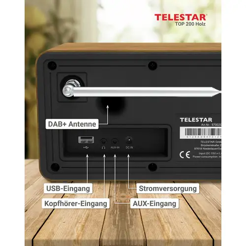Telestar TOP 200 Holz Internet Kofferradio Internet, DAB+, UKW Bluetooth®, USB, WLAN, AUX Holz Telestar TOP 200 Holz Internet Kofferradio Internet, DAB+, UKW Bluetooth®, USB, WLAN, AUX Holz