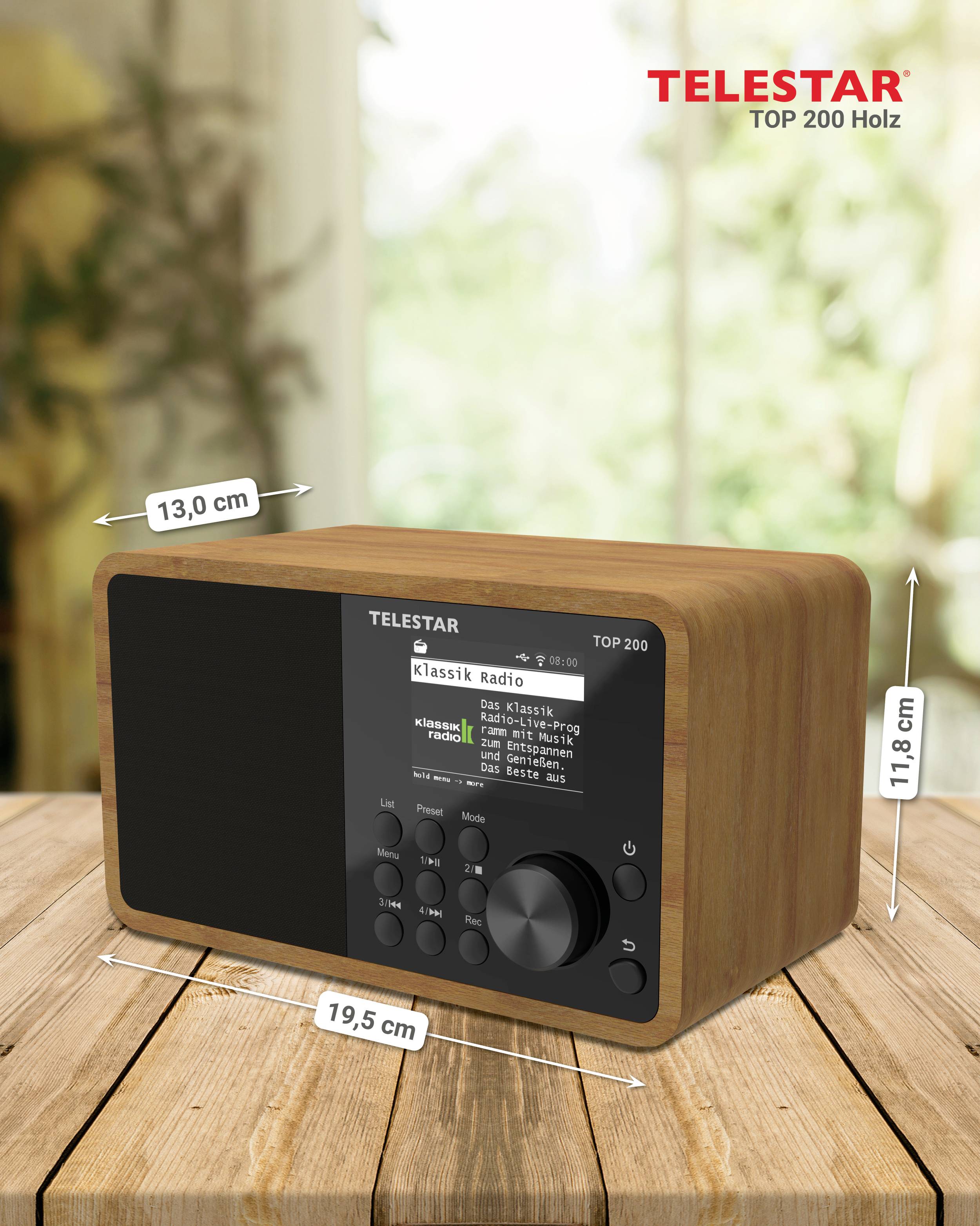 Telestar TOP 200 Holz Internet Kofferradio Internet, DAB+, UKW Bluetooth®, USB, WLAN, AUX Holz
