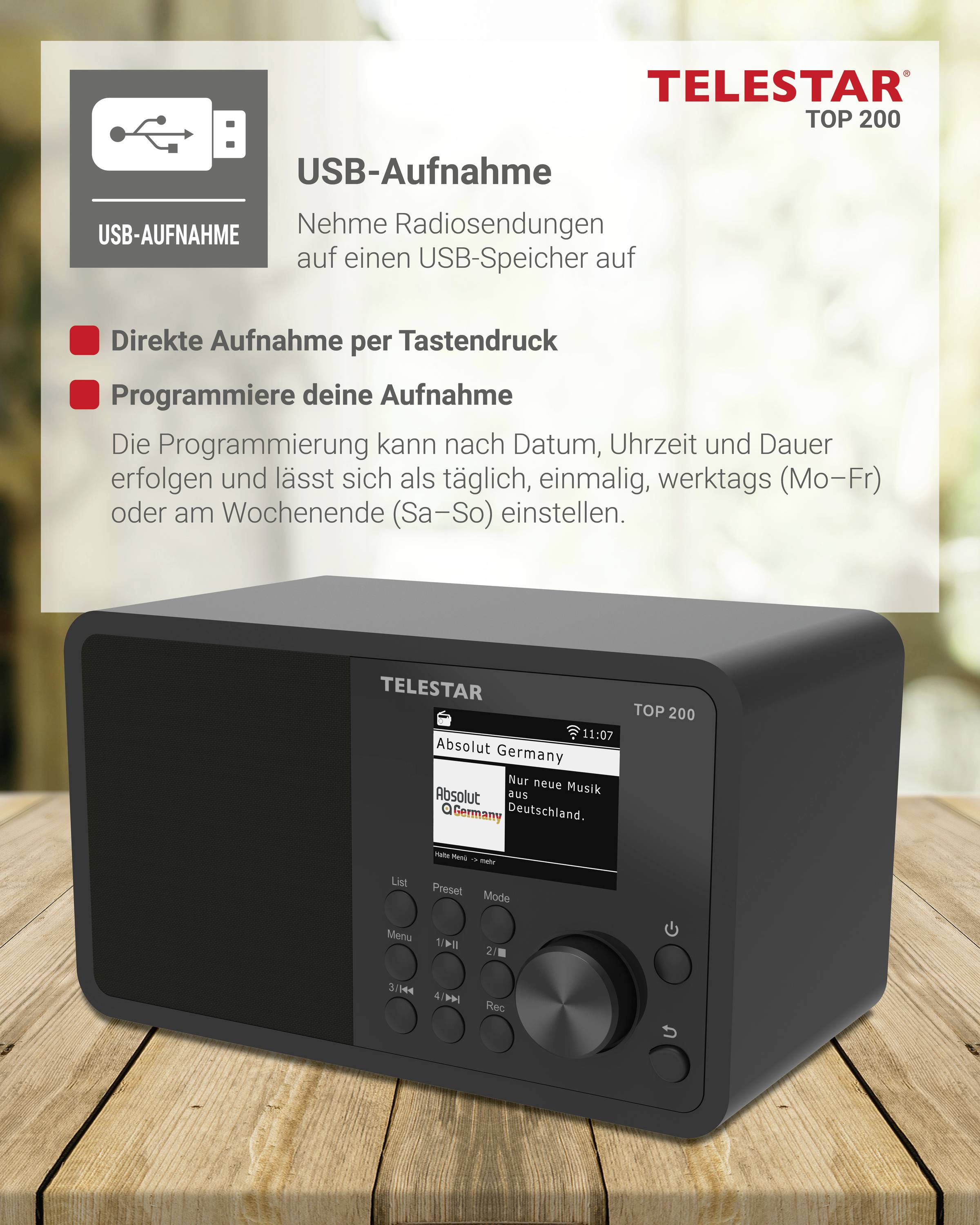 Telestar TOP 200 Schwarz Internet Kofferradio Internet, DAB+, UKW Schwarz