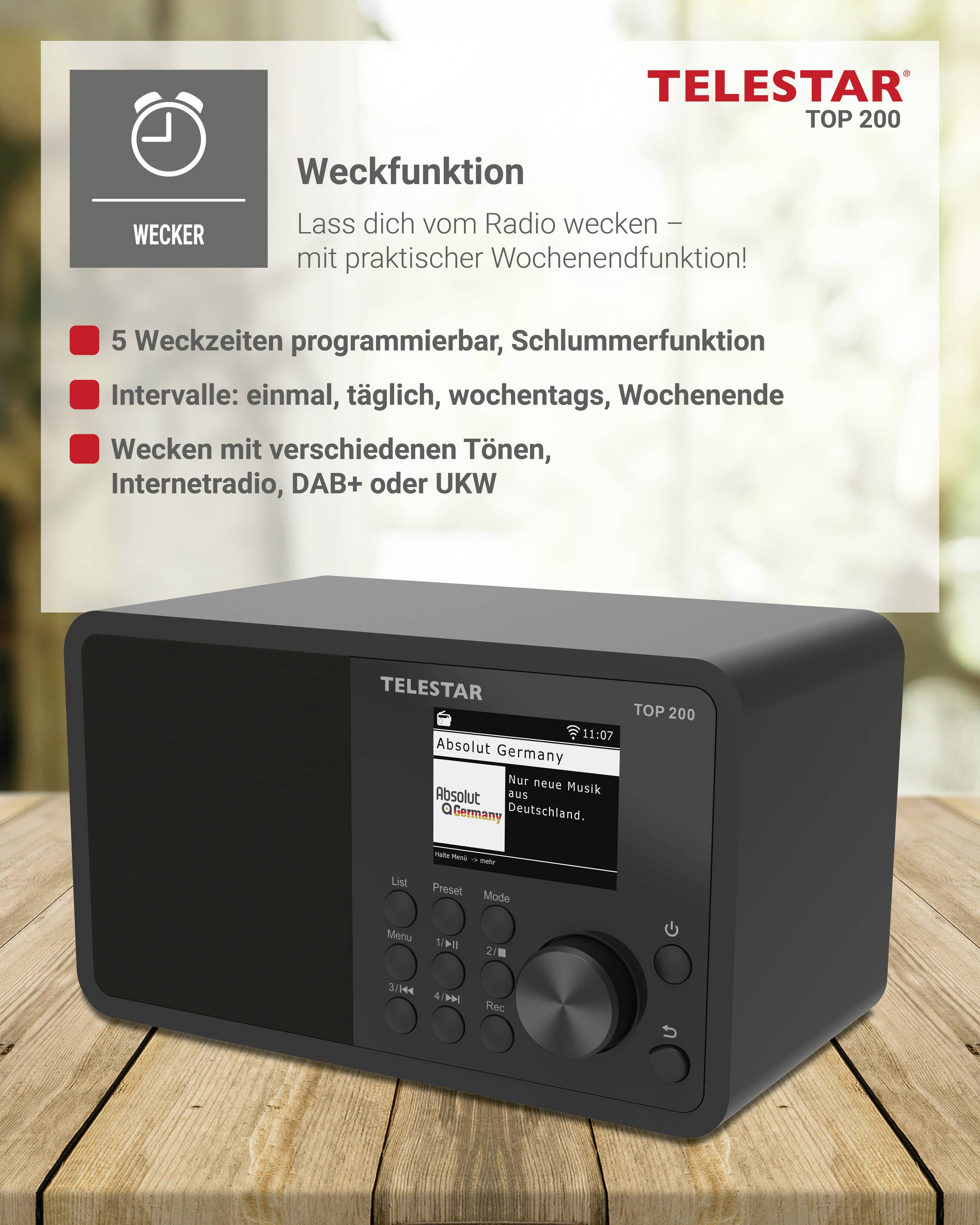 Telestar TOP 200 Schwarz Internet Kofferradio Internet, DAB+, UKW Schwarz