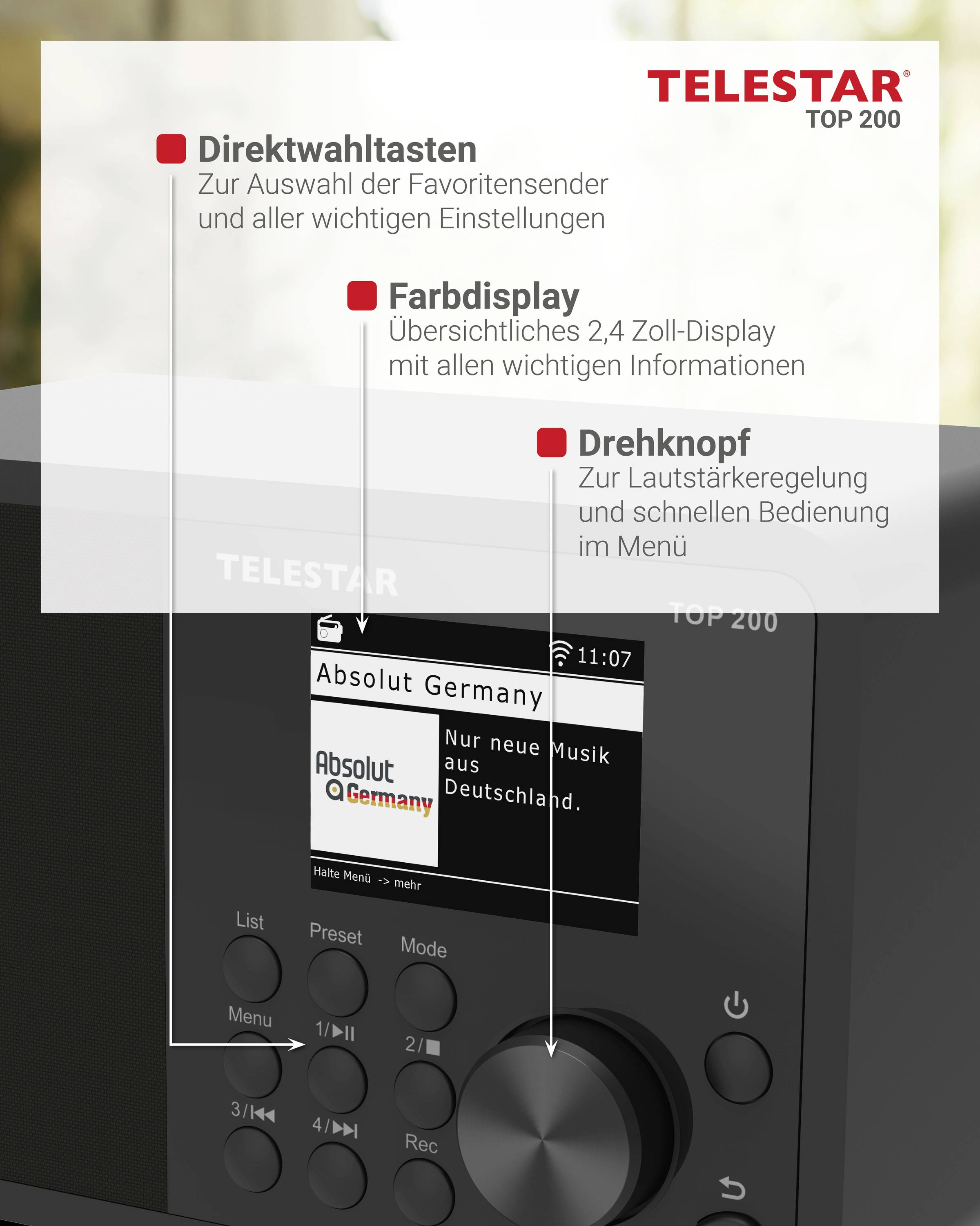 Telestar TOP 200 Schwarz Internet Kofferradio Internet, DAB+, UKW Schwarz