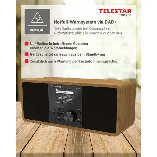 Telestar TOP 250 Holz Internet Kofferradio DAB+, Internet, UKW WLAN, USB, UKW, Internetradio, DAB+, Bluetooth® Holz Telestar TOP 250 Holz Internet Kofferradio DAB+, Internet, UKW WLAN, USB, UKW, Internetradio, DAB+, Bluetooth® Holz