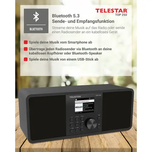 Telestar TOP 250 Schwarz Internet Kofferradio DAB+, Internet, UKW Schwarz Telestar TOP 250 Schwarz Internet Kofferradio DAB+, Internet, UKW Schwarz