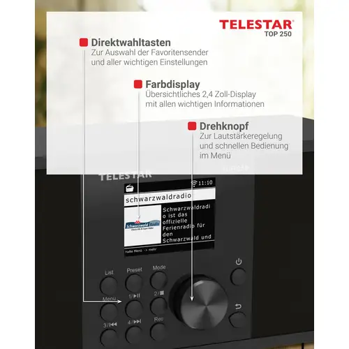 Telestar TOP 250 Schwarz Internet Kofferradio DAB+, Internet, UKW Schwarz Telestar TOP 250 Schwarz Internet Kofferradio DAB+, Internet, UKW Schwarz