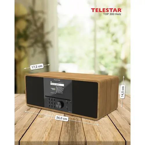 Telestar TOP 300 Holz Internet CD-Radio Internet, DAB+, UKW USB, WLAN, Internetradio, DAB+, CD, Blu Telestar TOP 300 Holz Internet CD-Radio Internet, DAB+, UKW USB, WLAN, Internetradio, DAB+, CD, Blu