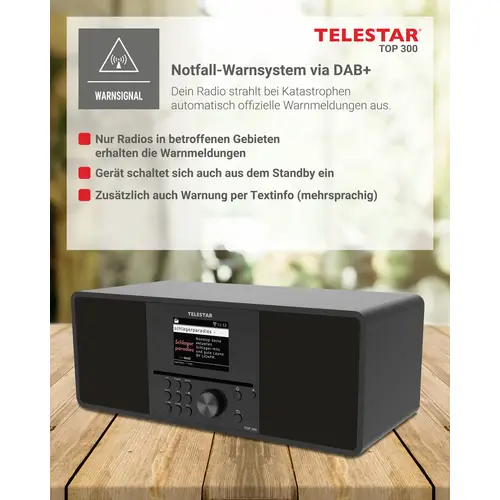 Telestar TOP 300 Schwarz Internet CD-Radio Internet, DAB+, UKW USB, WLAN, Internetradio, DAB+, CD, Bluetooth®, AUX Inkl Telestar TOP 300 Schwarz Internet CD-Radio Internet, DAB+, UKW USB, WLAN, Internetradio, DAB+, CD, Bluetooth®, AUX Inkl