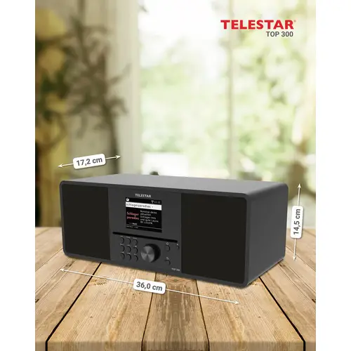 Telestar TOP 300 Schwarz Internet CD-Radio Internet, DAB+, UKW USB, WLAN, Internetradio, DAB+, CD, Bluetooth®, AUX Inkl Telestar TOP 300 Schwarz Internet CD-Radio Internet, DAB+, UKW USB, WLAN, Internetradio, DAB+, CD, Bluetooth®, AUX Inkl