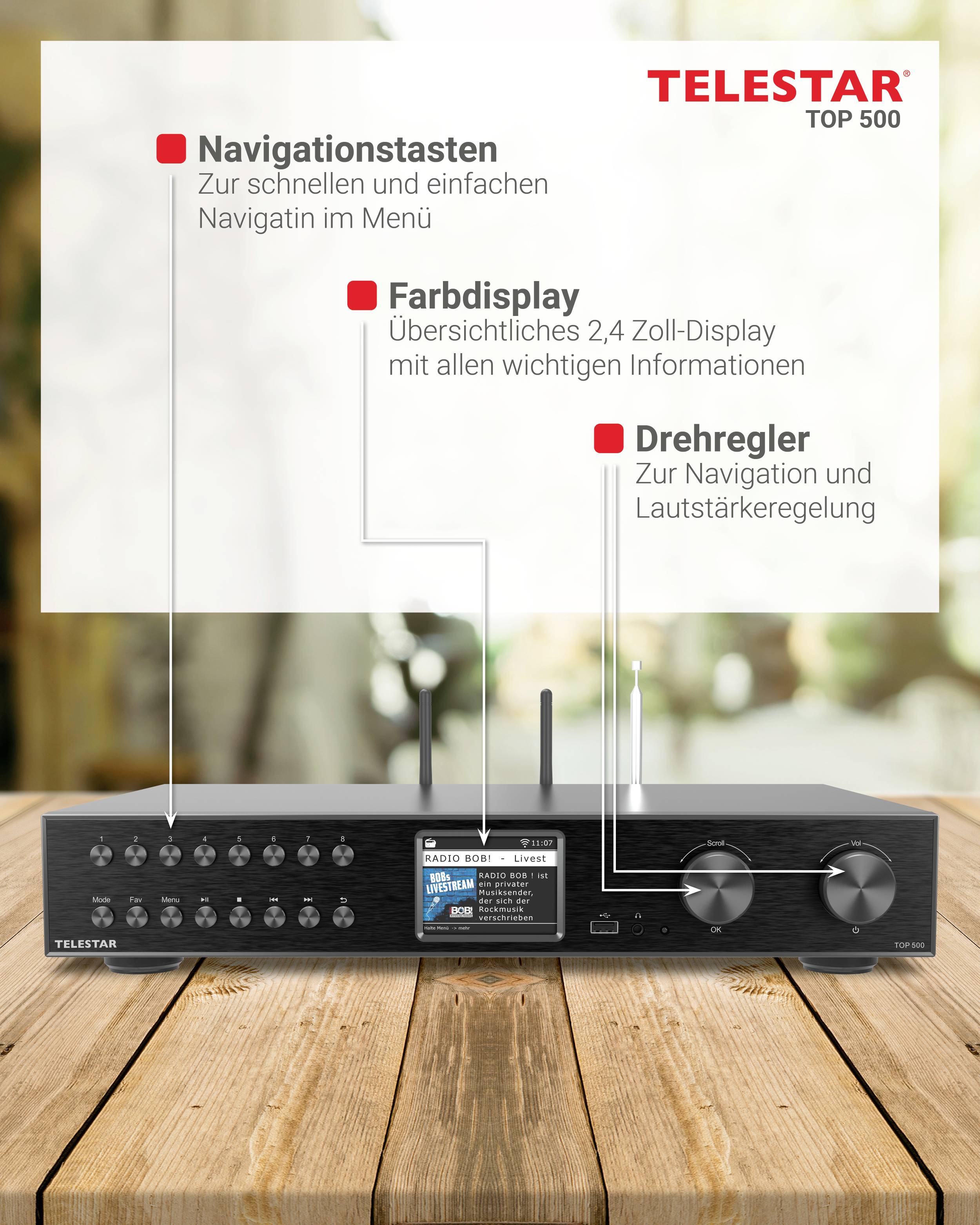 Telestar TOP 500 Schwarz HiFi-Tuner Schwarz