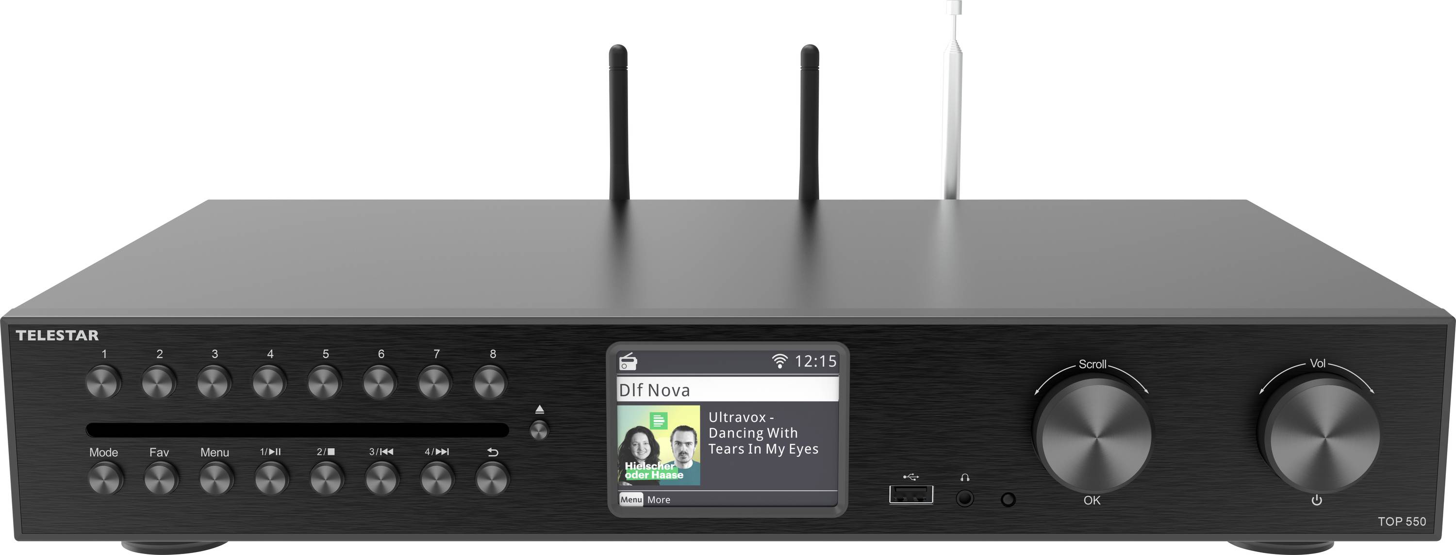 Telestar TOP 550 Schwarz HiFi-Tuner Schwarz Internetradio, Bluetooth®, CD-Player, DAB+, USB