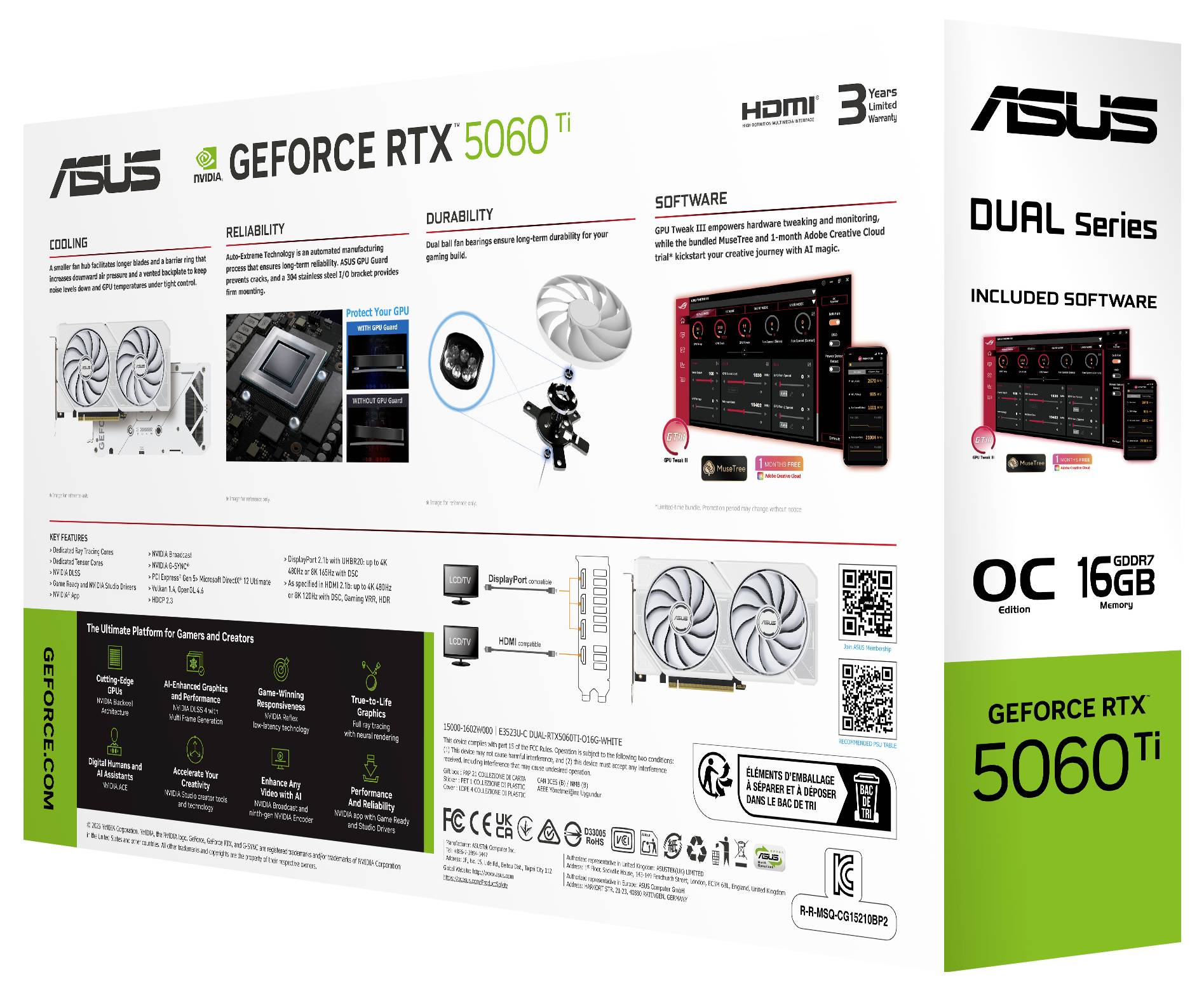 Asus Grafikkarte Nvidia GeForce RTX 5060 Ti GeForce RTX 5060 Ti 16GB GDDR7-RAM PCIe, HDMI®, DisplayPort