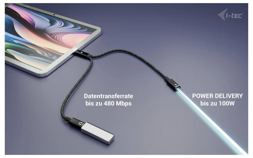 i-tec USB 2.0 Adapter [1x USB-C® Stecker - 1x USB-C® Buchse, USB-C® Buchse (Power Delivery)] C31DUALSPLITTERCBLPD 0.3 m