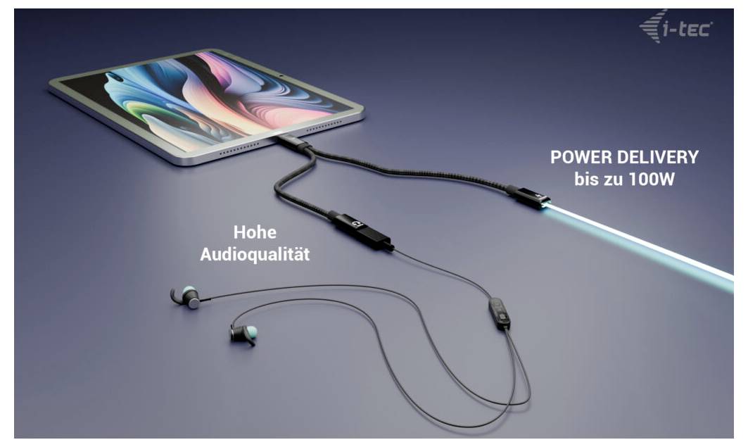 i-tec USB 2.0 Adapter [1x USB-C® Stecker - 1x USB-C® Buchse, USB-C® Buchse (Power Delivery)] C31DUALSPLITTERCBLPD 0.3 m