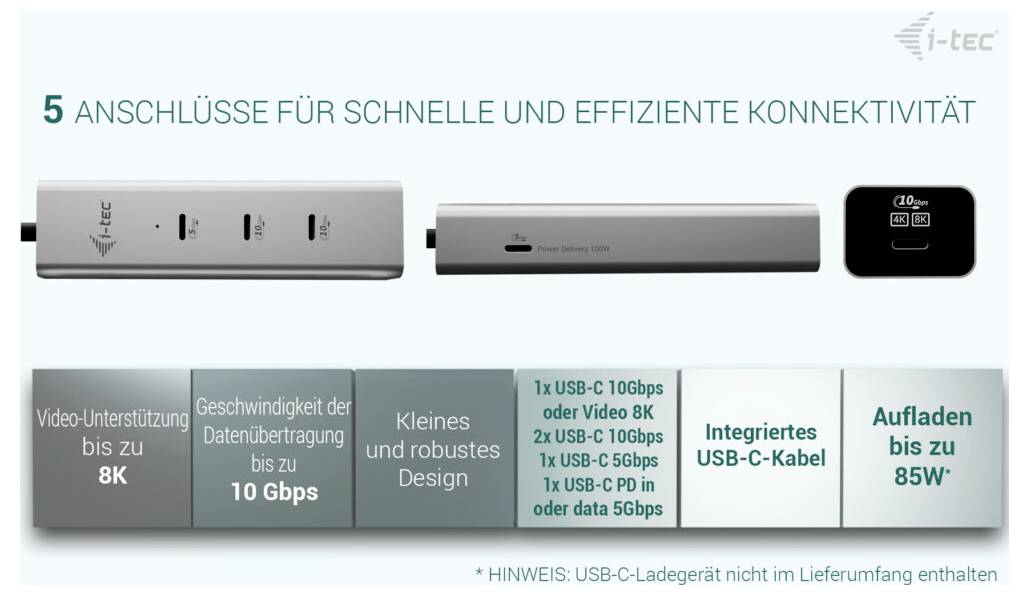 i-tec USB-C® Dockingstation C31HUBMETAL8KPDPRO