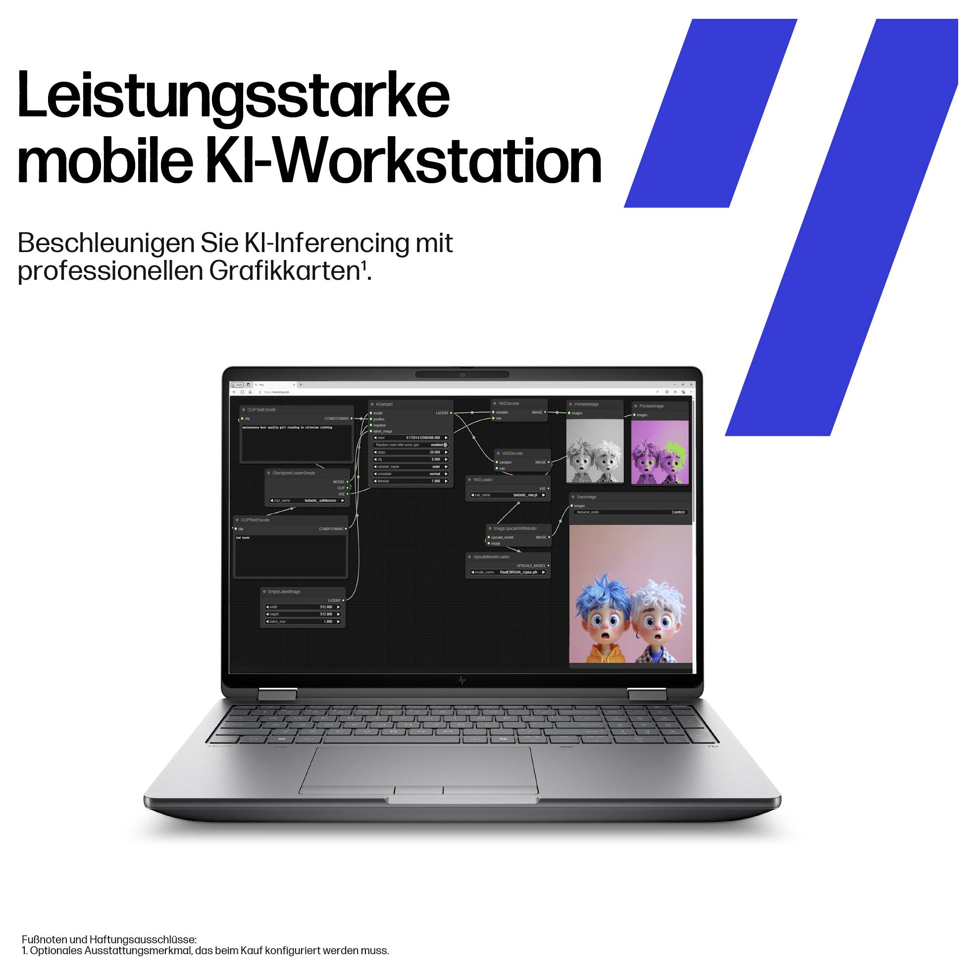 'Ein Laptop, der eine KI-Softwareoberfläche mit dem Text zeigt: 