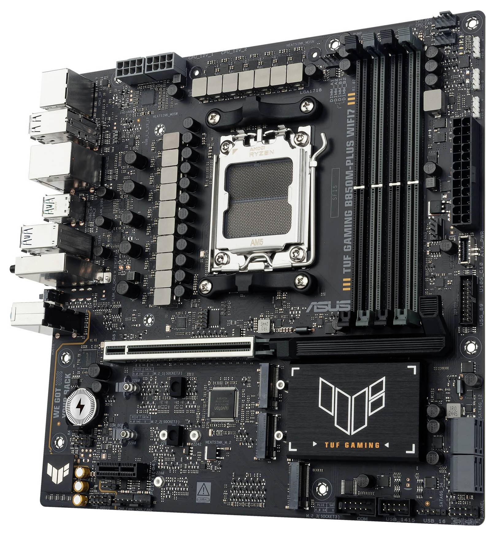 Asus TUF GAMING B850M-PLUS Mainboard Sockel (PC) AMD® AM5 Formfaktor (Details) Micro-ATX Mainboard-Chipsatz AMD® B850