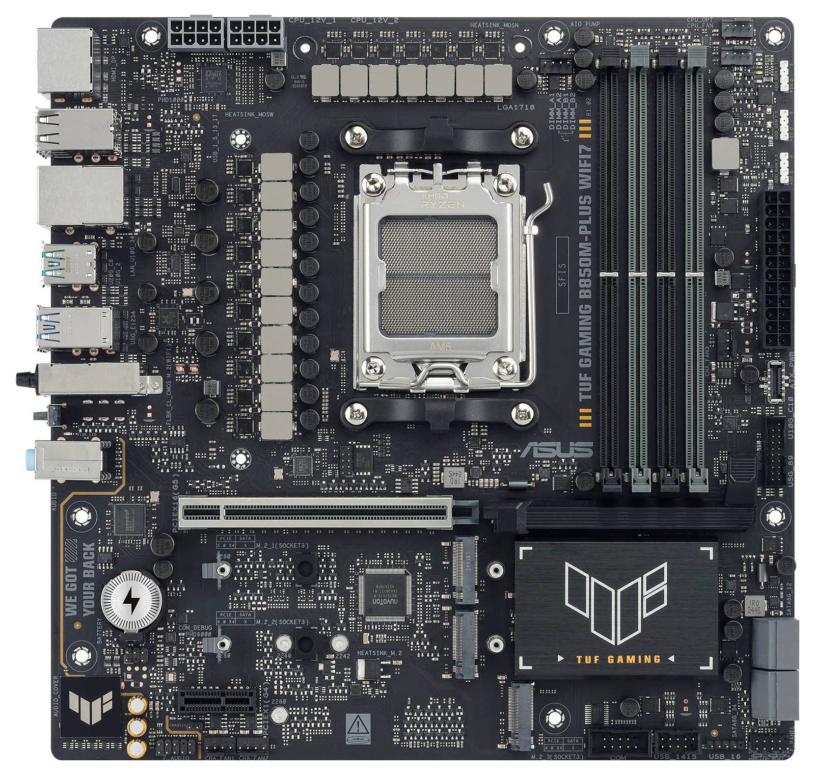 Asus TUF GAMING B850M-PLUS Mainboard Sockel (PC) AMD® AM5 Formfaktor (Details) Micro-ATX Mainboard-Chipsatz AMD® B850