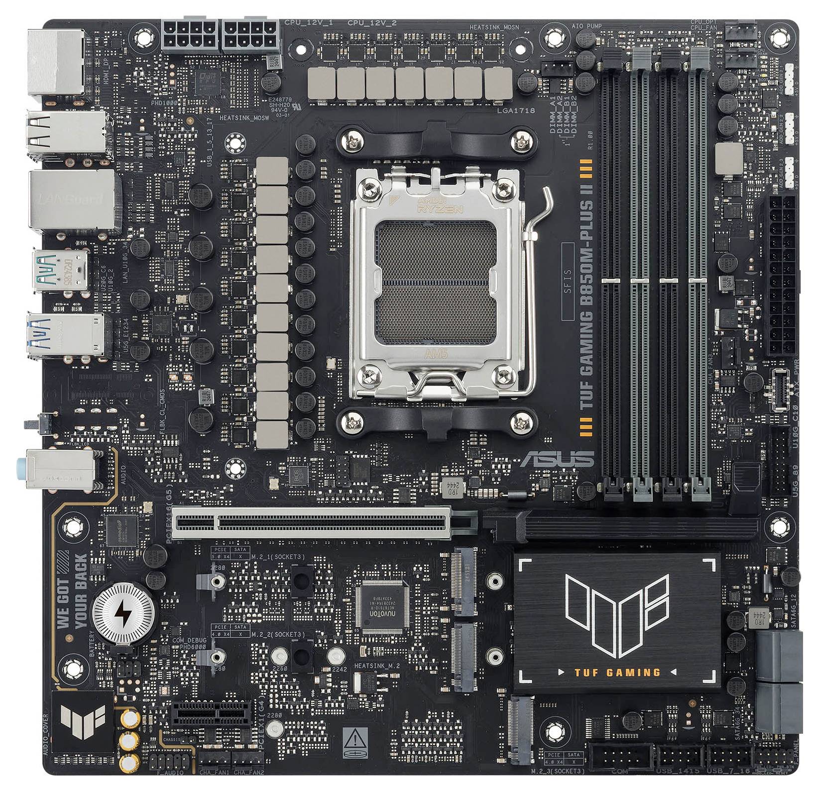 Asus TUF GAMING B850M-PLUS II Mainboard Sockel (PC) AMD® AM5 Formfaktor (Details) Micro-ATX Mainboard-Chipsatz AMD® B850