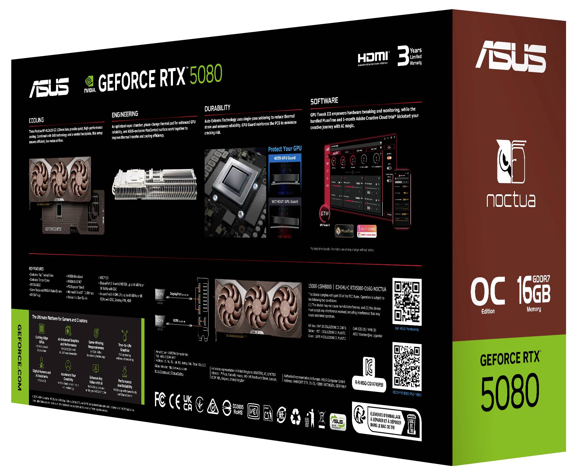 Asus Grafikkarte Nvidia GeForce RTX 5080 GeForce RTX 5080 16 GB GDDR7-RAM PCIe, HDMI®, DisplayPort