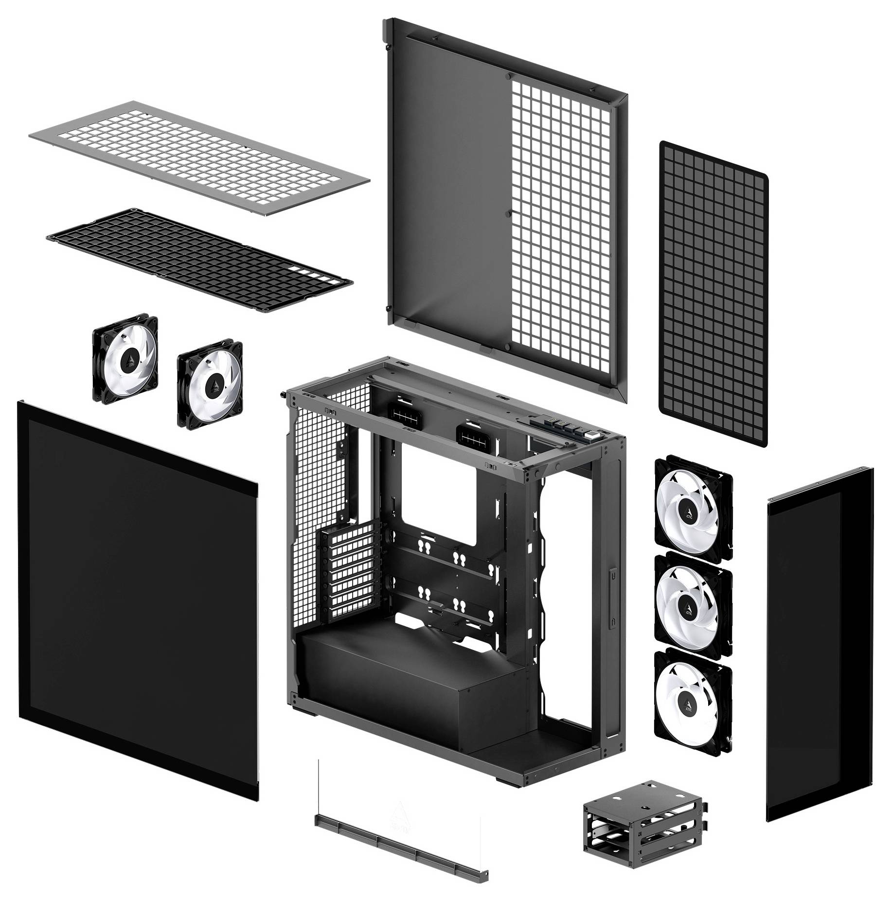 Arctic Xtender Mirror Midi-Tower PC-Gehäuse, Gaming-Gehäuse Schwarz