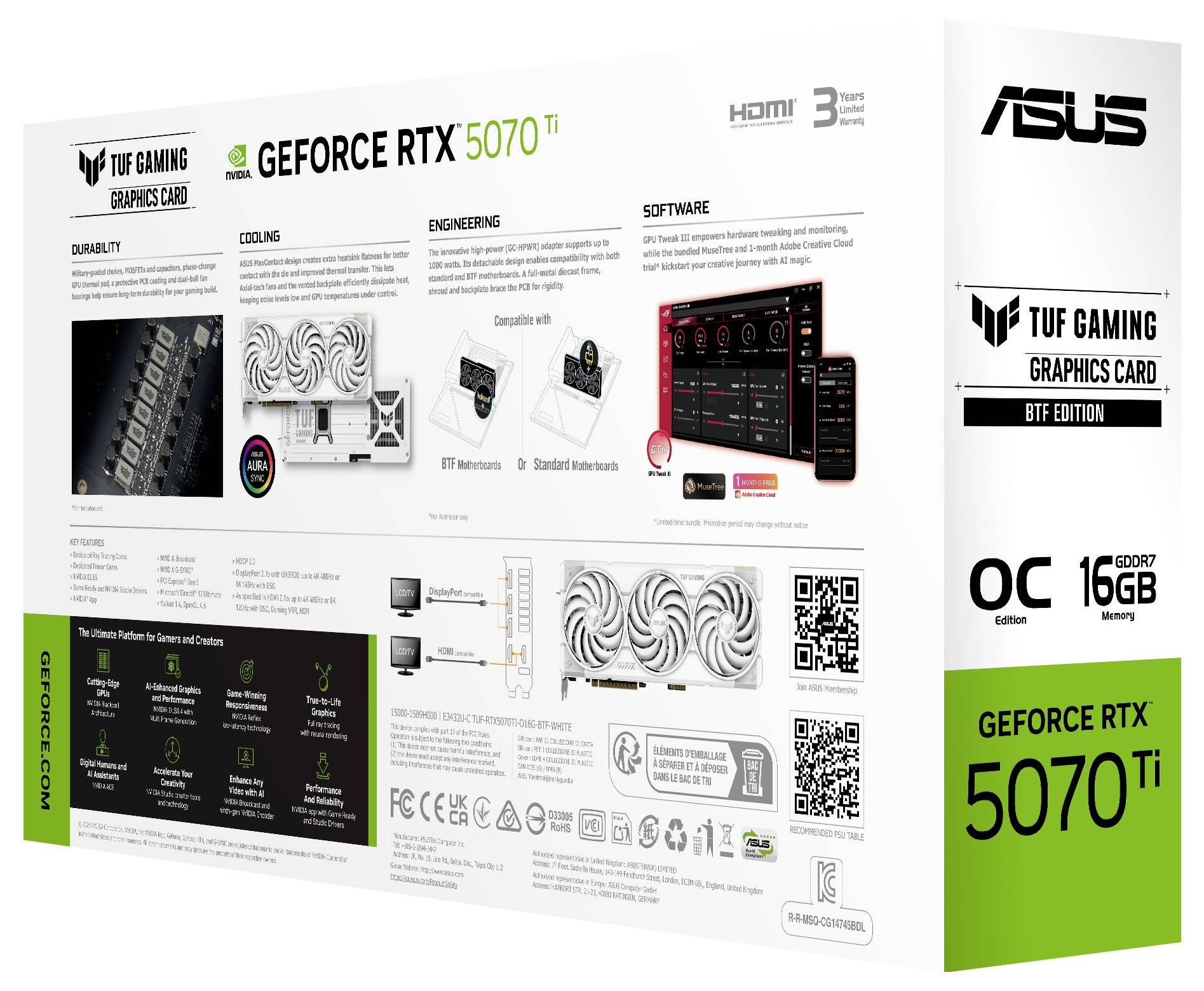 Asus Grafikkarte Nvidia GeForce RTX 5070 Ti GeForce RTX 5070 Ti 16GB GDDR7-RAM PCIe, HDMI®, DisplayPort