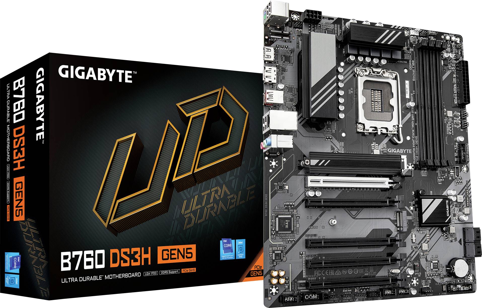 Gigabyte B760 DS3H GEN5 Mainboard Sockel (PC) Intel® 1700 Formfaktor (Details) ATX Mainboard-Chipsatz Intel® B760 Express