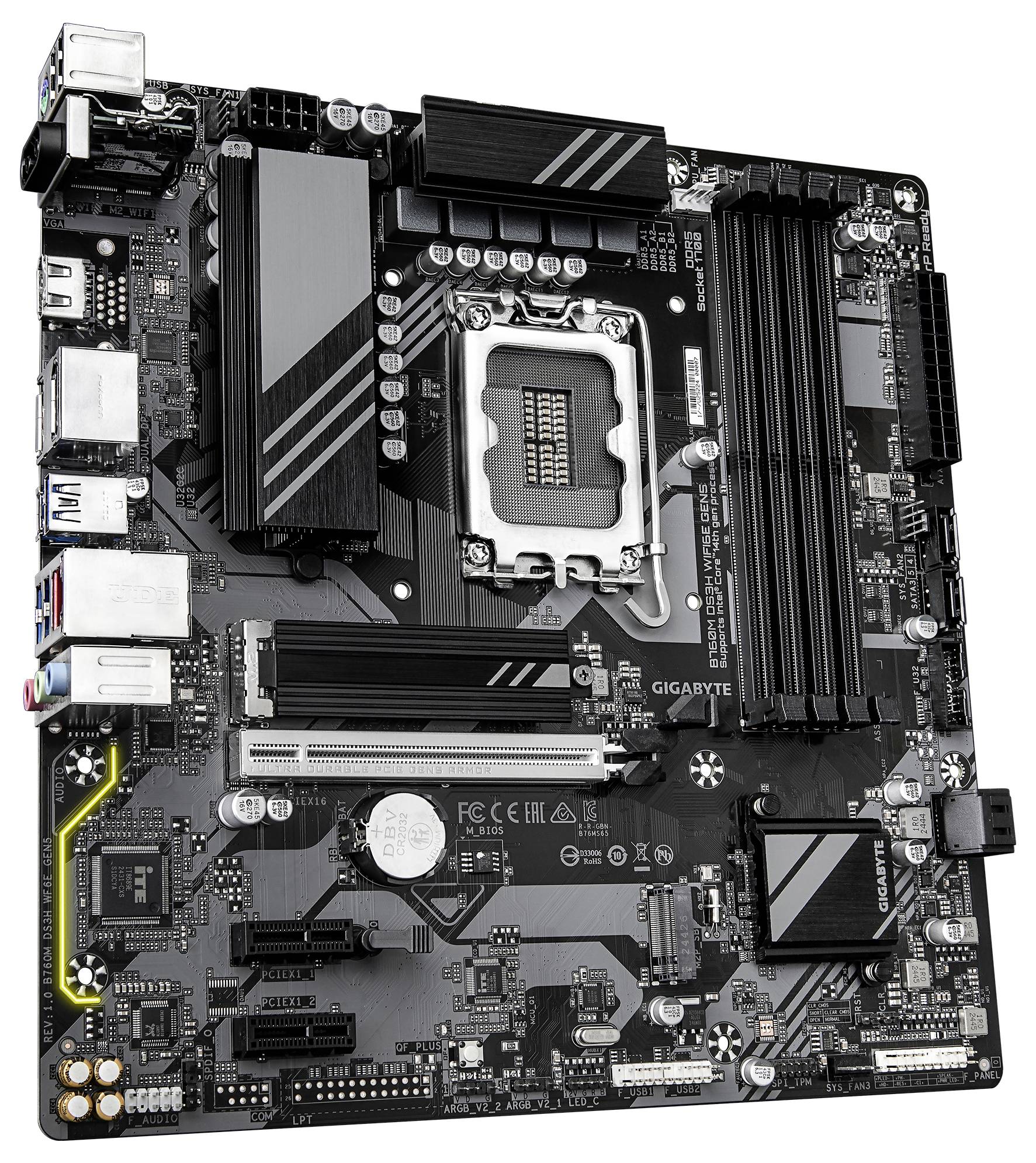 Gigabyte B760M DS3H WF6E GEN5 Mainboard Sockel (PC) Intel® 1700 Formfaktor (Details) Micro-ATX Mainboard-Chipsatz Intel® B760