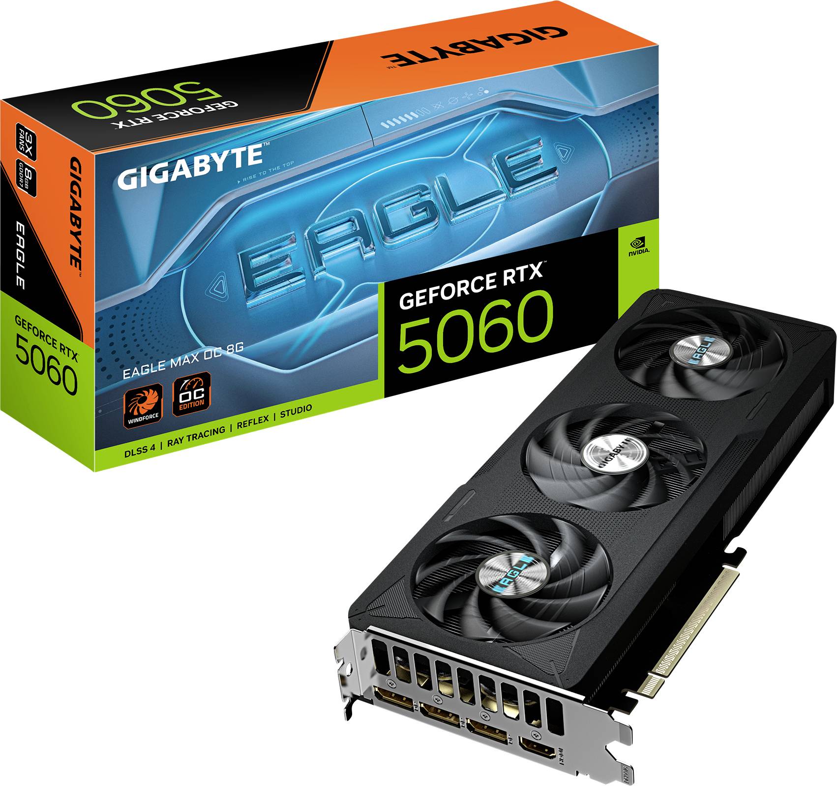 Gigabyte Grafikkarte Nvidia GeForce RTX 5060 EAGLE MAX OC 8GB GDDR7-VRAM PCIe HDMI® 2.1, DisplayPort 2.1