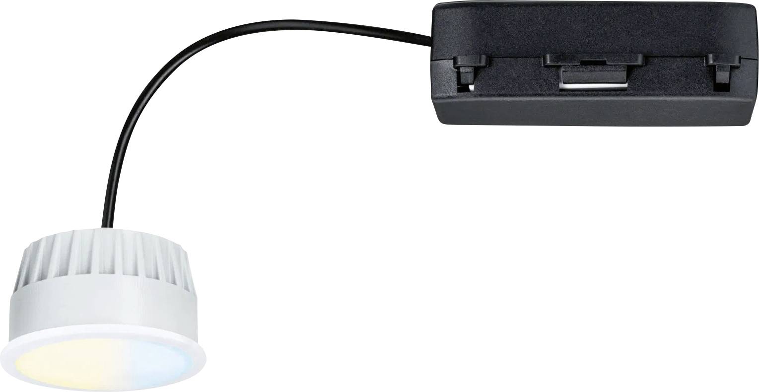 Eine flexible LED-Strahler mit einem schwarzen Befestigungssockel. Der Lampenkopf zeigt eine Reihe von Farben und deutet auf verschiedene einstellbare Beleuchtungsoptionen hin.