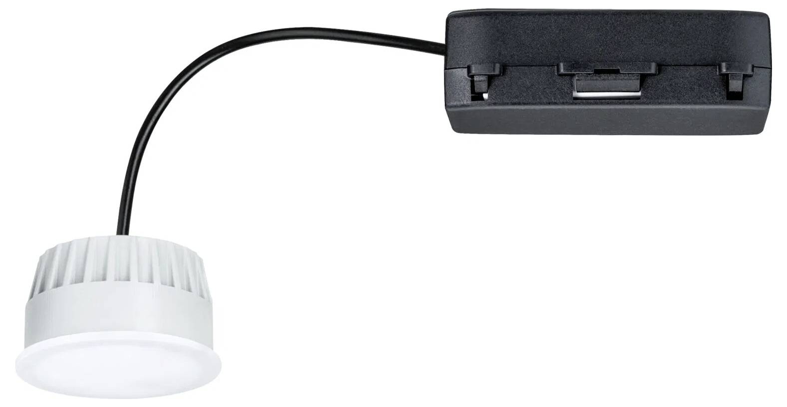 Verstellbare LED-Leuchte mit flexiblem Hals und rechteckiger Halterung.