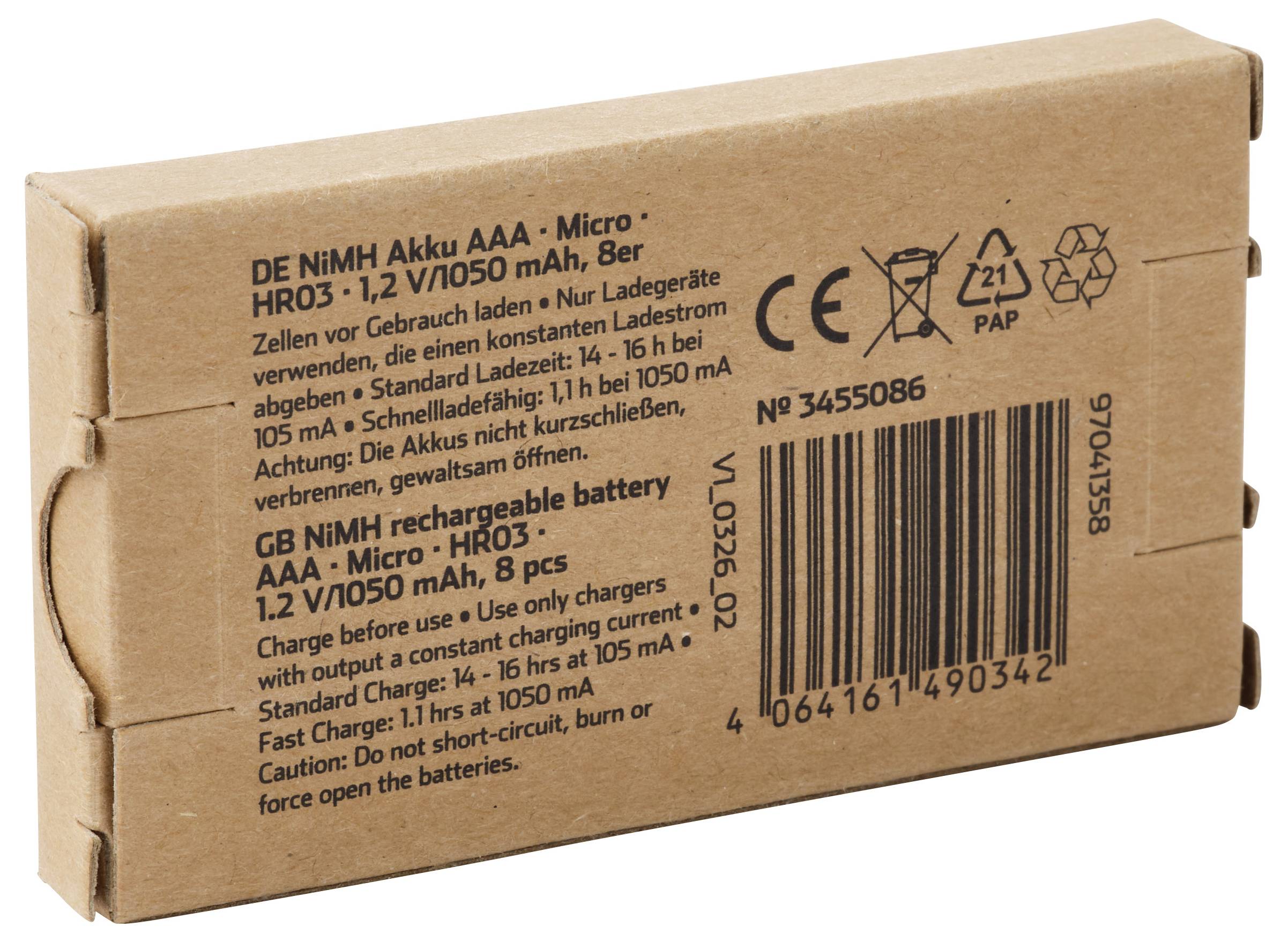 Pappkarton-Batteriepackung mit der Bezeichnung „AAA Micro