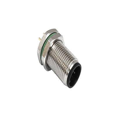 Ein zylindrischer Metallverbinder mit gewindeter Oberfläche und gerilltem Ende, der in industriellen Anwendungen häufig für eine sichere Befestigung verwendet wird.