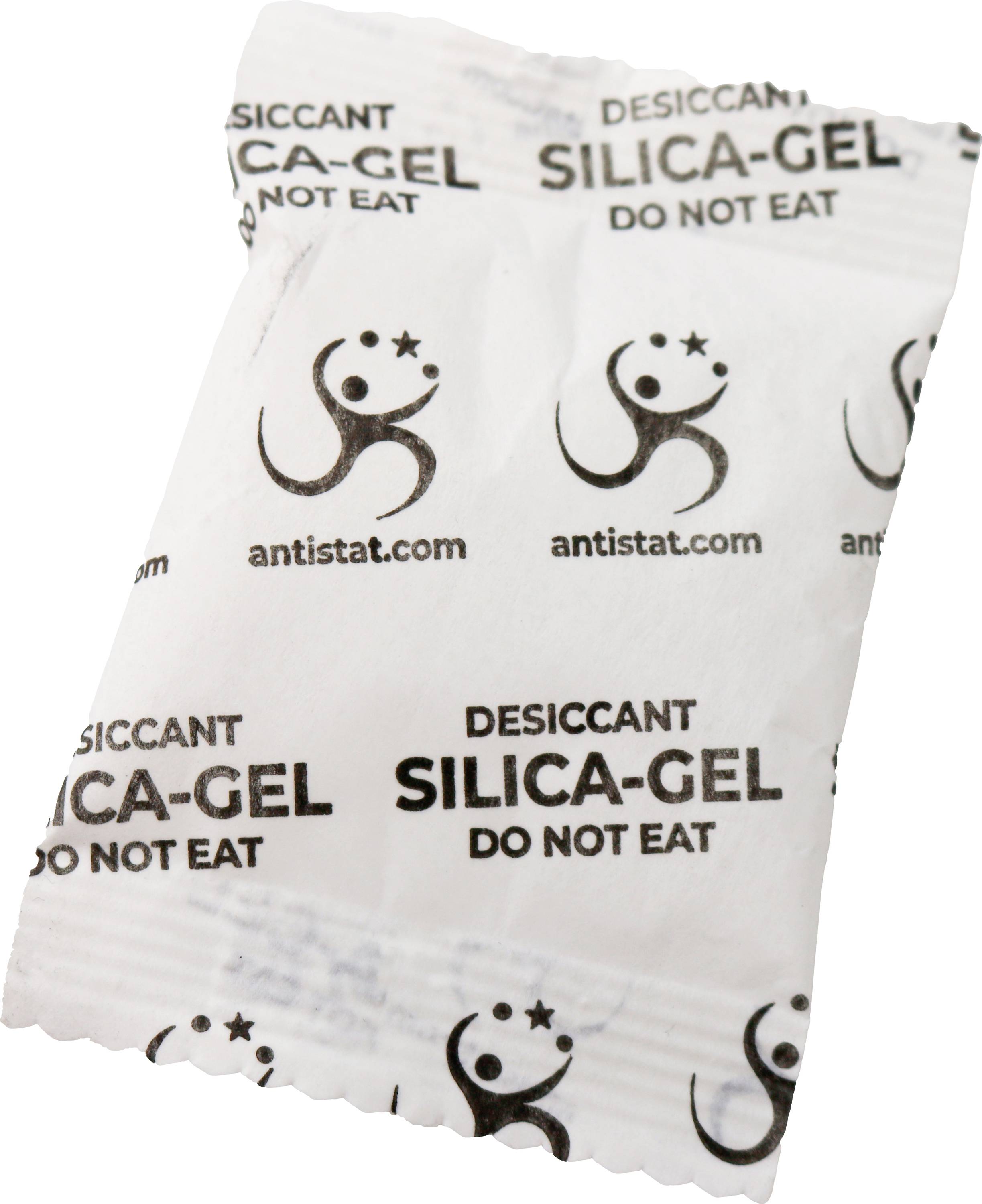 Eine weiße Tüte mit der Aufschrift „Desiccant Silica-Gel Nicht Essen