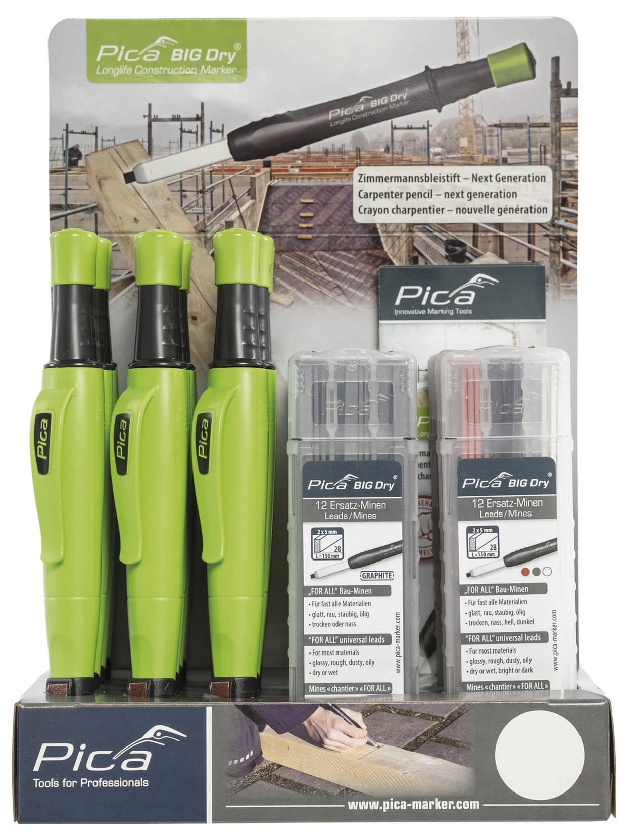 Alarm Werkzeuge 56036655 Zimmermannsbleistift Pica BIG DRY Graphite L.202mm Zimmermannsbleistift