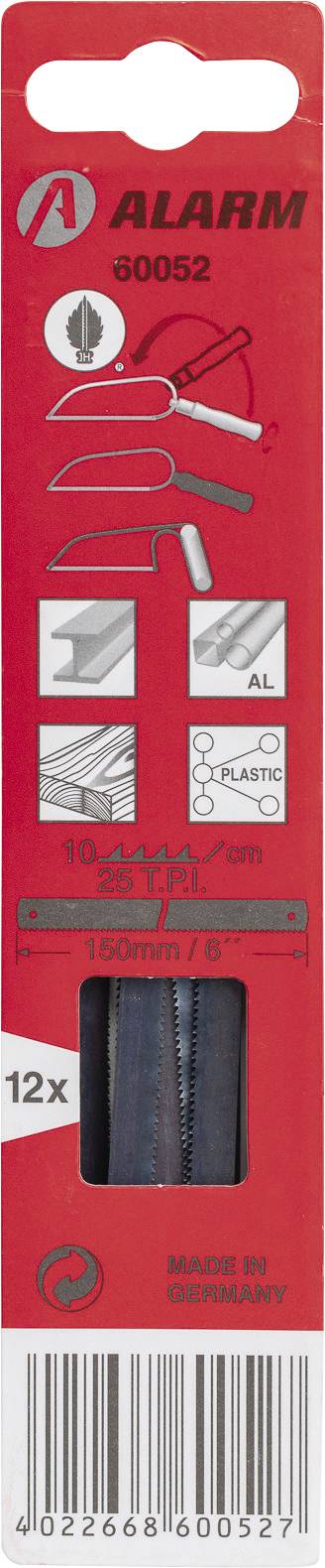 Alarm Werkzeuge 12-er Packs Sägeblätter für Metall, grob 25TPI L.190mm 56060052