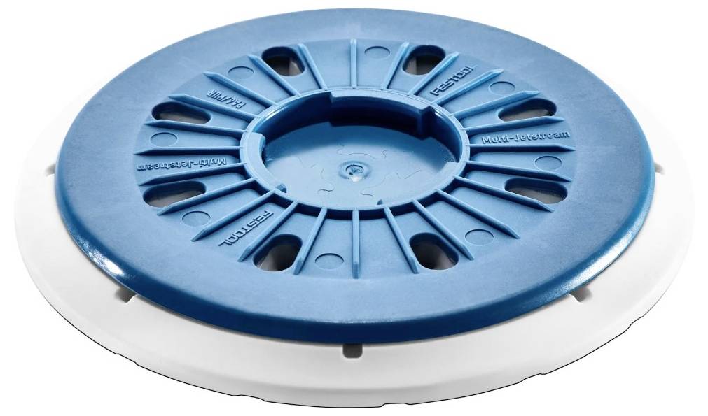 Ein blau-weißes, kreisförmiges Kunststoffgerät mit verstellbaren Anschlüssen, wahrscheinlich zur Luftverteilung oder Belüftungssteuerung verwendet.