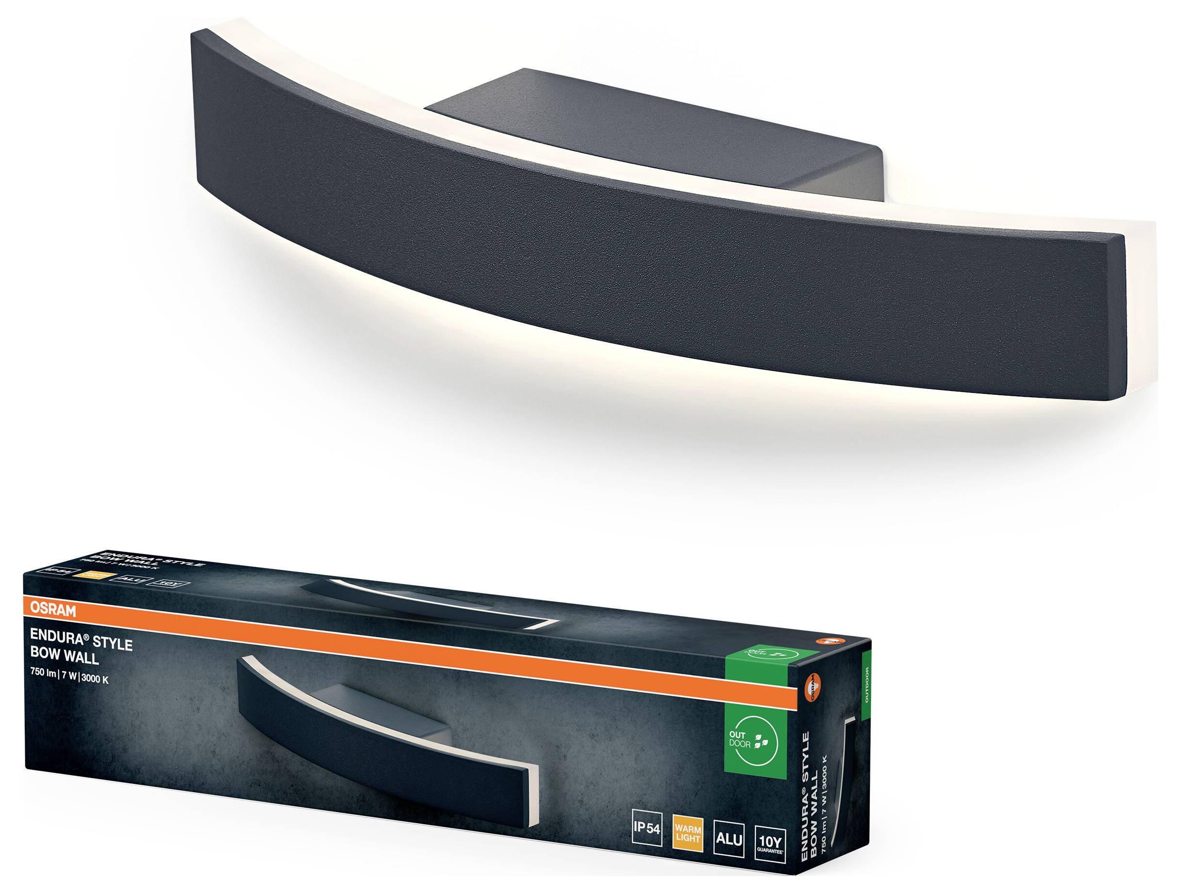 OSRAM ENDURA STYLE BOW Wall 4099854453014 LED-Außenwandleuchte 7.00W Dunkelgrau