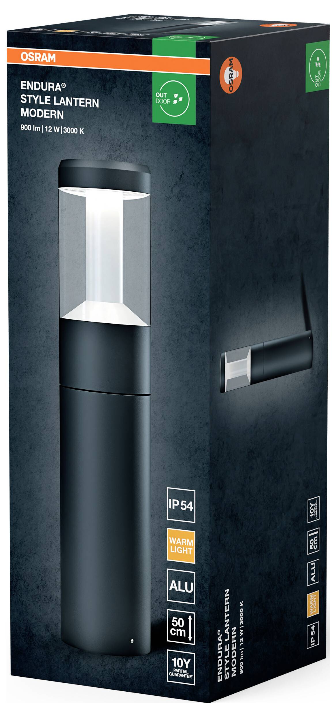 OSRAM 4099854453373 ENDURA® STYLE LANTERN MODERN Modern 50cm 12W LED-Außenwandleuchte 12.00W Dunkelgrau