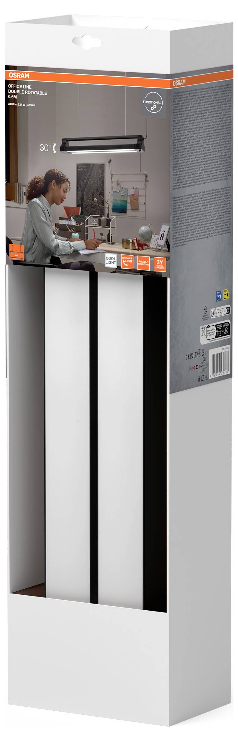 OSRAM 4099854536731 Office Line Double Rotatable 0.6M 24W 840 LED-Deckenleuchte 24.00W Schwarz