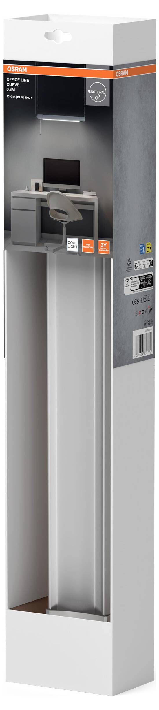 OSRAM 4099854536779 Office Line Curve 0.6M 24W 840 LED-Deckenleuchte 24.00W Weiß