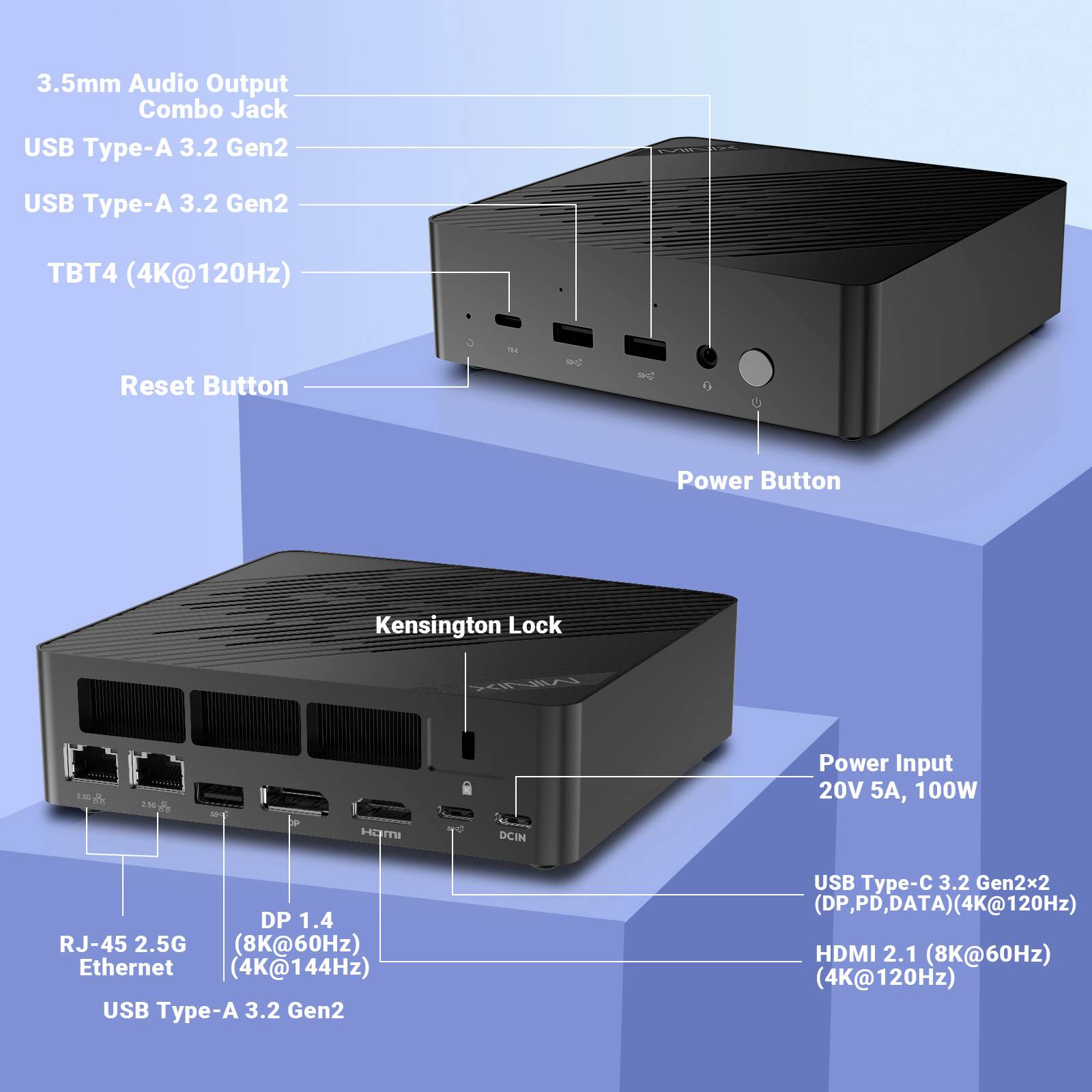Minix Mini PC Elite EU512-AI Intel® Core™ Ultra 5 Processor 125H 4.5GHz 16GB RAM 512GB SSD Intel Elite EU512-AI