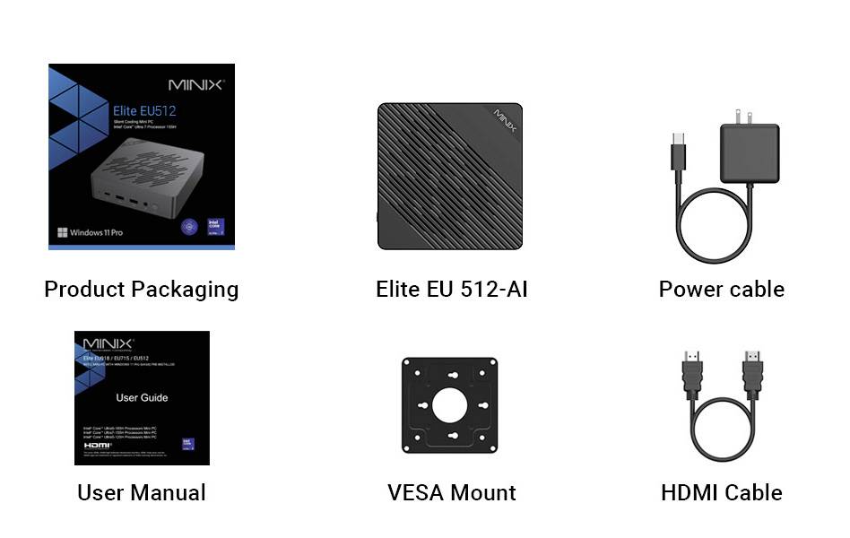 Minix Mini PC Elite EU512-AI Intel® Core™ Ultra 5 Processor 125H 4.5GHz 16GB RAM 512GB SSD Intel Elite EU512-AI