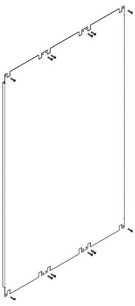 Diagramm eines rechteckigen Panels mit Verbinderkanten und Befestigungspunkten, verwendet für strukturelle Montage oder Installation.