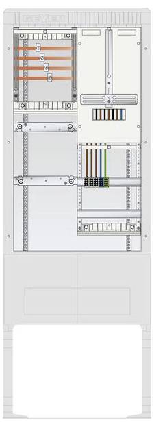 Diagramm eines Serverracks mit organisiertem Kabelmanagement und verschiedenfarbigen Kabeln, die zwischen Servern und Switches verbunden sind.