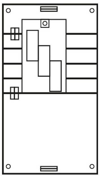 Elektrische Sicherungskasten-Diagramm mit Sicherungen, Leitungen und Schaltern, mit einer Beschriftungssektion am unteren Rand zur Identifikation.