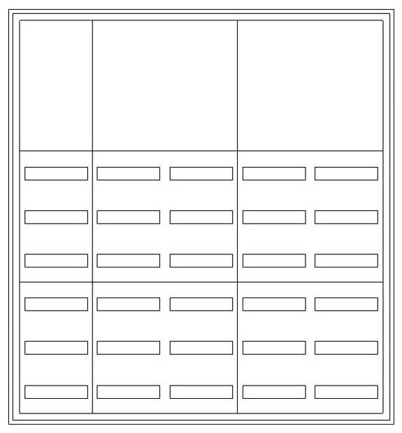 Eine leere Bingo-Karte mit drei Spalten und fünf Reihen, wobei jedes Feld für das Eintragen von Zahlen leer ist.
