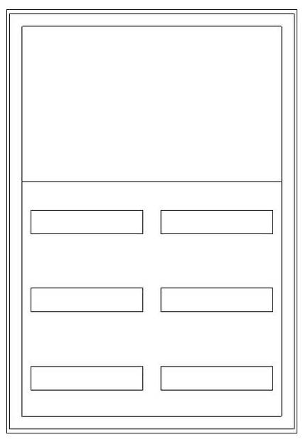 Eine leere Diagrammvorlage mit einem großen Rechteck oben und zwei Reihen mit je drei kleineren Rechtecken darunter, alle umrandet.