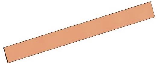 Ein solides orangefarbenes Rechteck mit einer leichten diagonalen Neigung, auf einem schlichten weißen Hintergrund dargestellt.