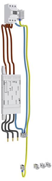 Schaltplan, der einen einfachen elektrischen Stromkreis mit beschrifteten Leitungen und Anschlüssen zeigt.