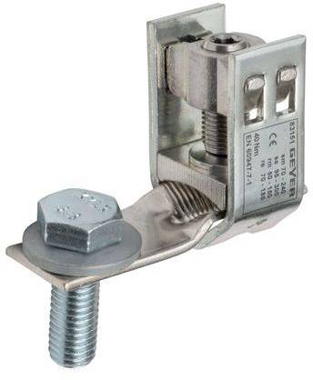 Das Bild zeigt einen L-förmigen Metallhalter mit einer Schraube und einer Unterlegscheibe, der zum Montieren oder Befestigen von Maschinen- oder Strukturkomponenten entwickelt wurde.