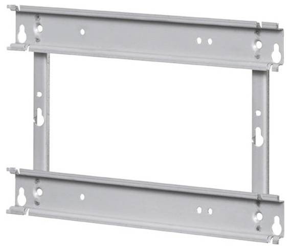 Metallhalterung mit horizontalen und vertikalen Stangen, ausgestattet mit Löchern zur Befestigung. Wird verwendet, um verschiedene Komponenten an ihrem Platz zu sichern.
